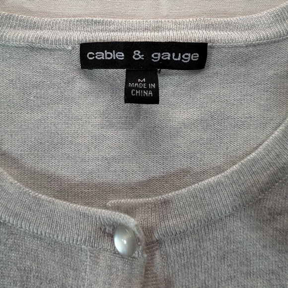Cable & Gauge Gray Beaded Cardigan Sz M Classic 3/4 sleeve - Picture 4 of 5